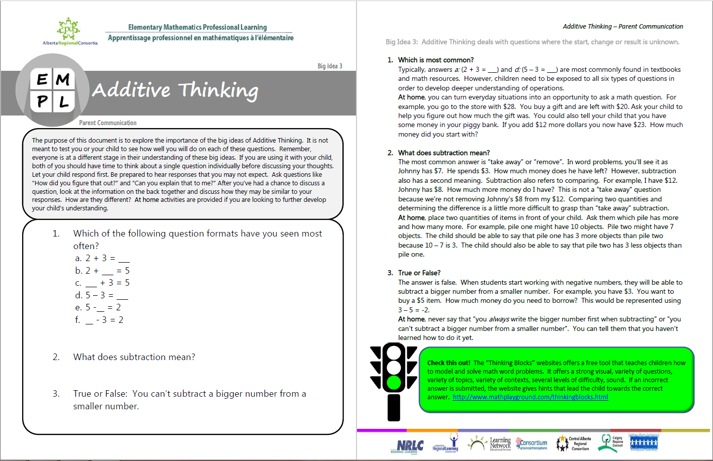 Additive Thinking Big Idea 3